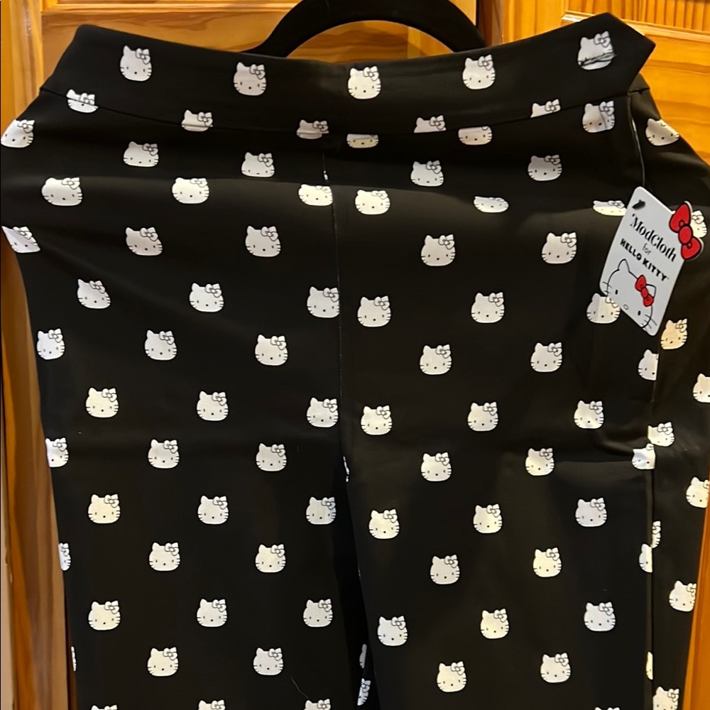 Modcloth Hello Kitty Black Leggings with White Faces